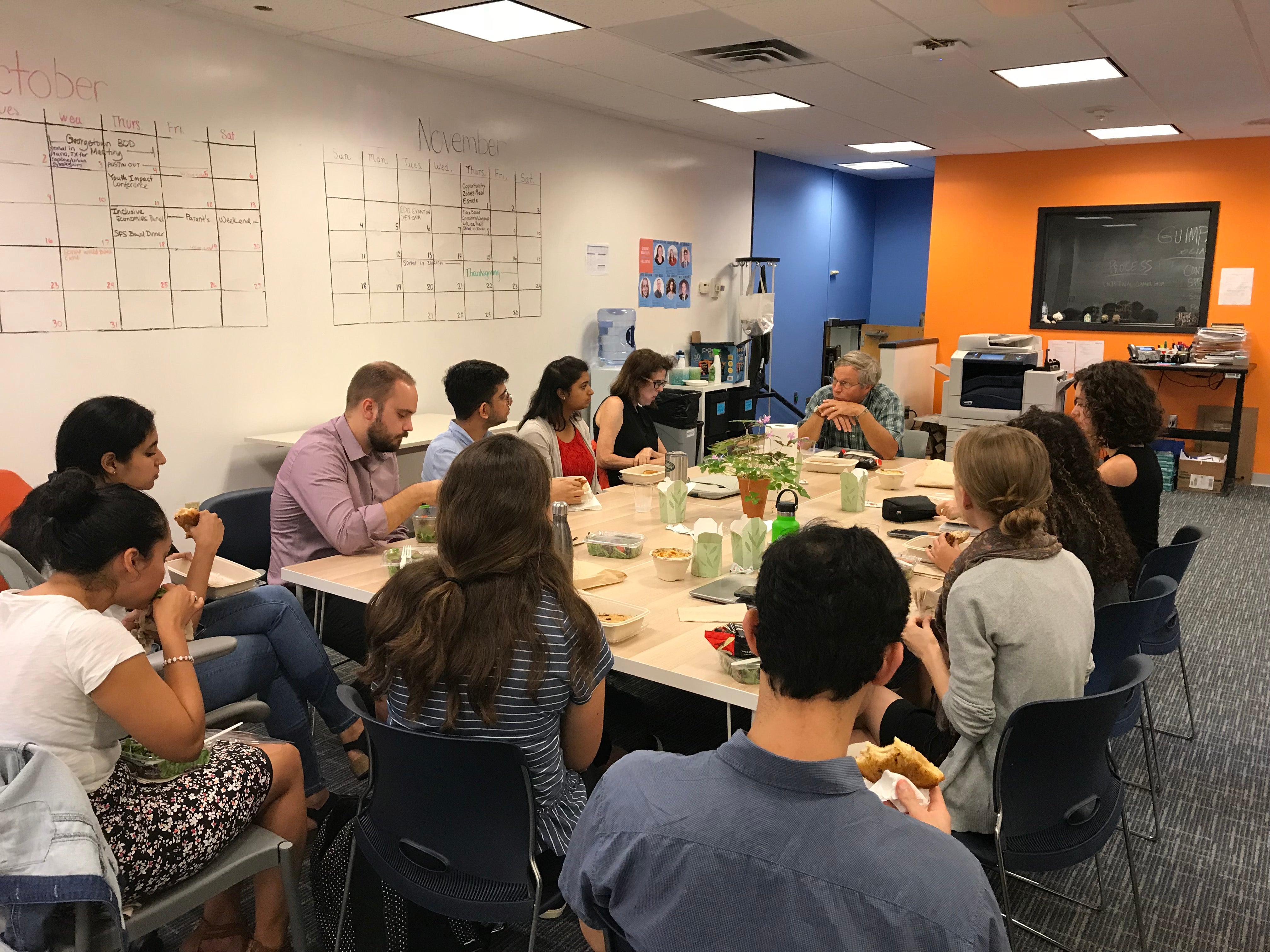 Group sitting around a table