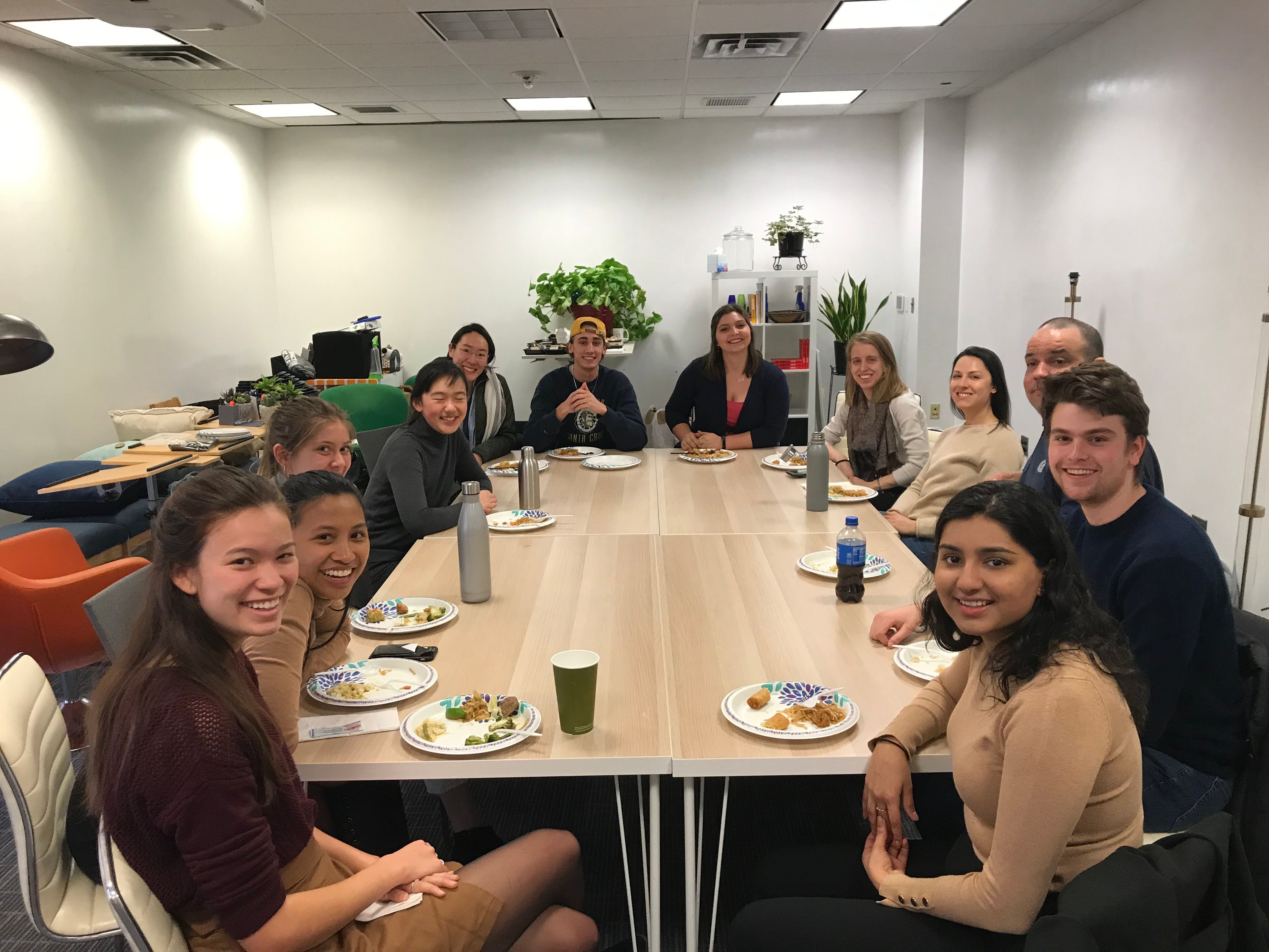 Students around table