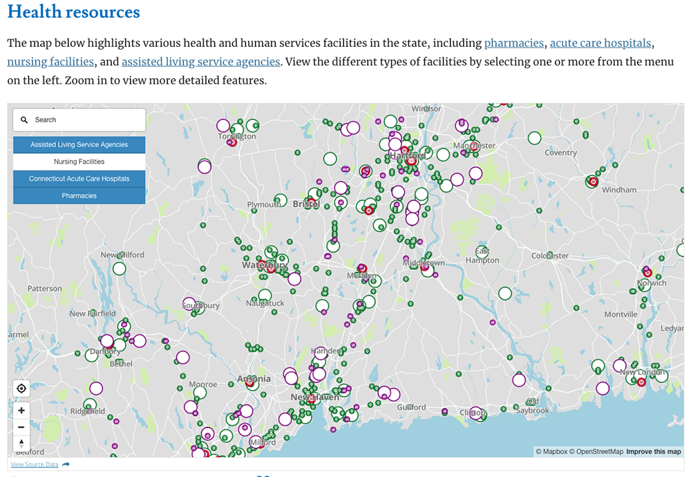 screenshot of Connecticut data site