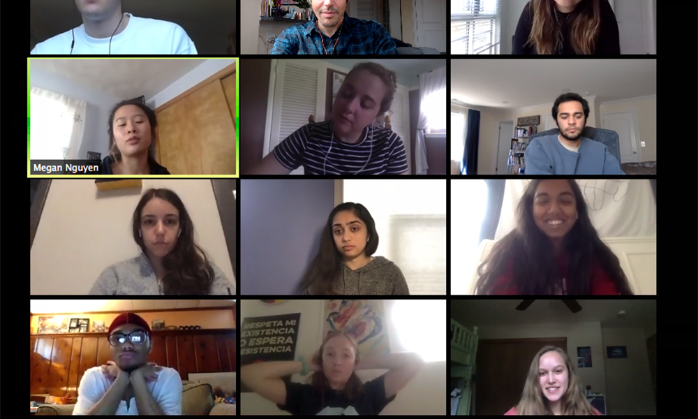 screenshot of students in a Zoom meeting