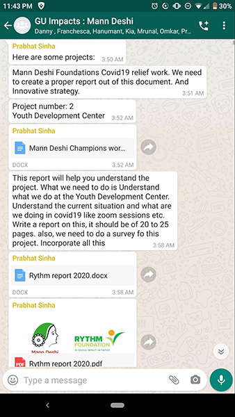 Screenshot of What'sApp chat