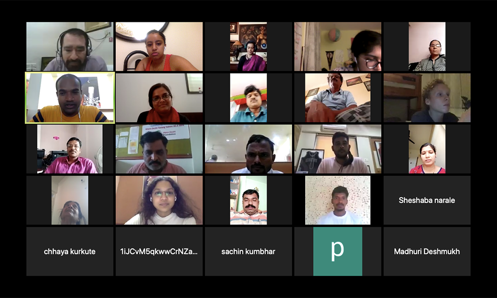 screenshot of Zoom participants at Mann Deshi Teacher's Conference