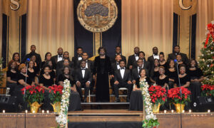 Stillman College choir in formal wear on stage