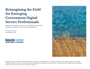 Cover of Reimagining the Field for Emerging Government Digital Service Professionals