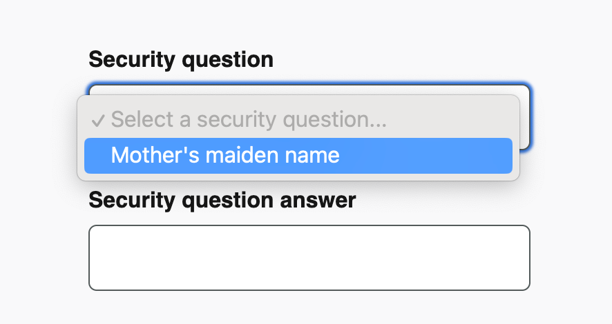 digital identity dataset one option security question