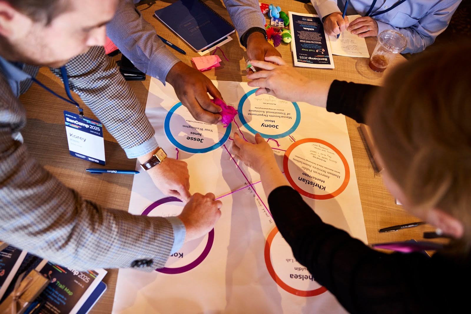 People collaborating on a group project