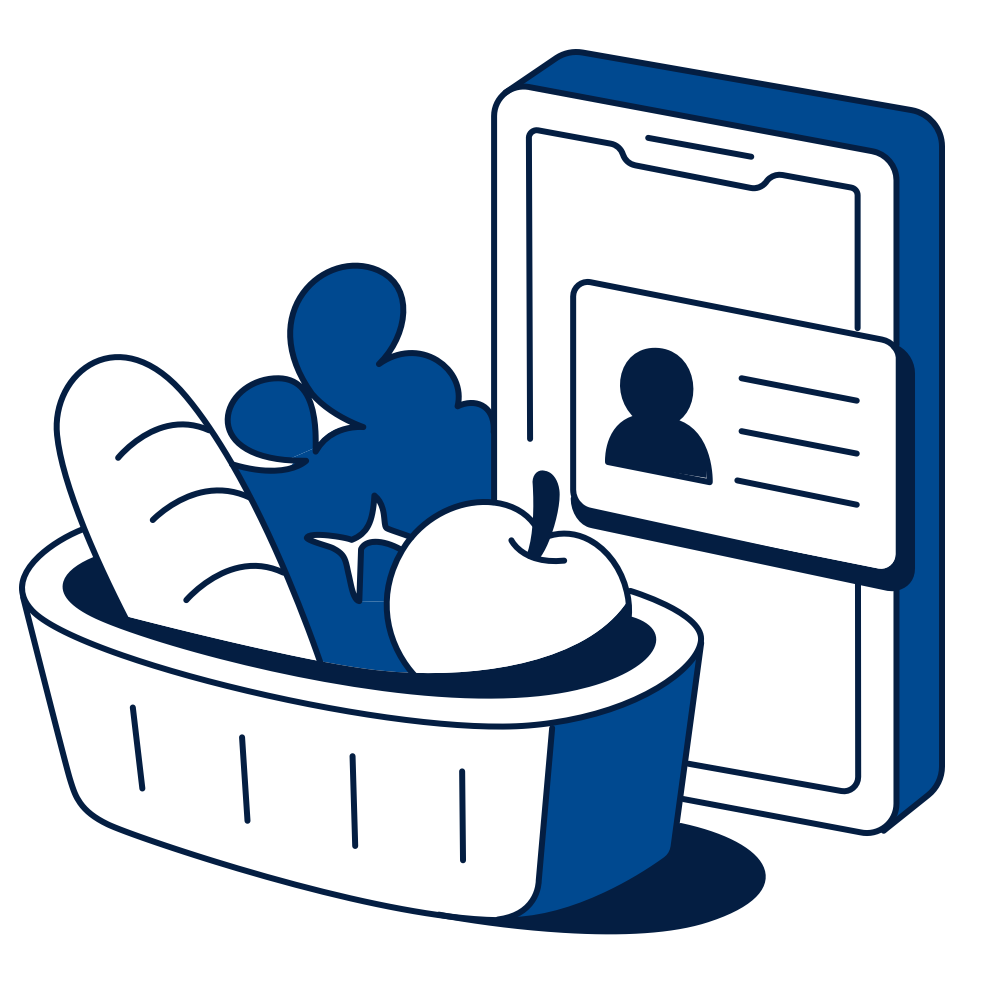 Icon showing digital ID and food