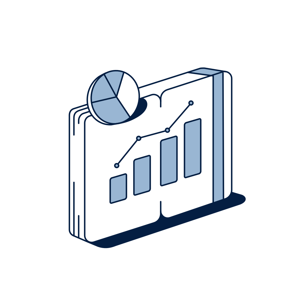 Icon showing chart and pie graph