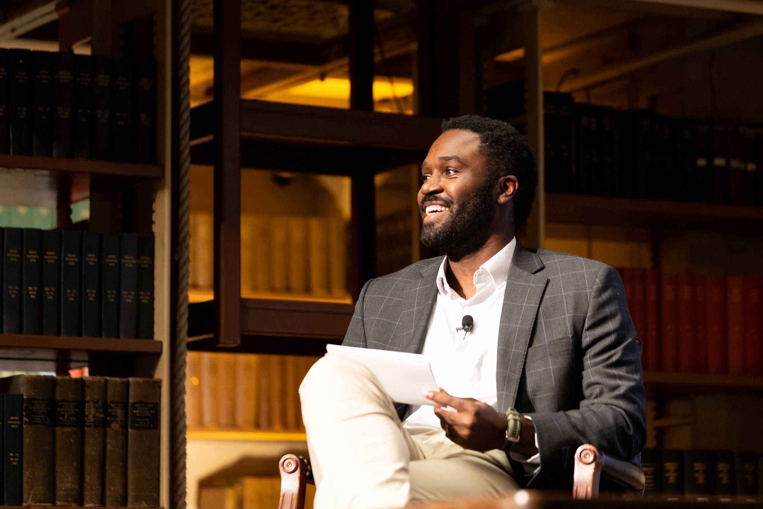 Walter Hall moderates Civic Tech Live 2025, a Beeck Center event that brought together leaders in civic technology to discuss the future of data science and artificial intelligence.