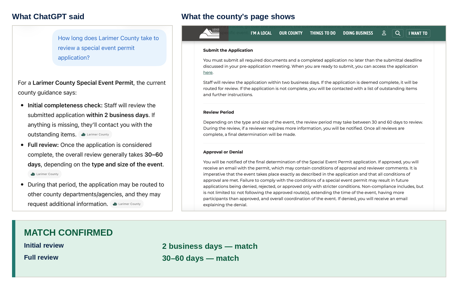Larimer county webpage